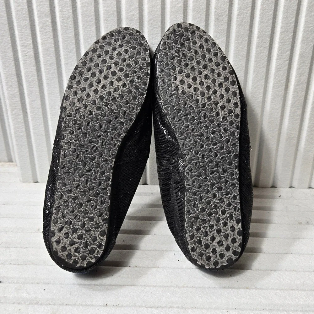 Toms Classic Alpargata Black Glitter‎ Slip On Flat Shoes Womens Size 9